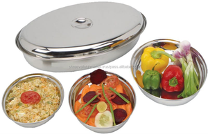 Cuencos para servir seguros para contacto con alimentos aislados ecológicos de acero inoxidable pulido con tapas - Product Image 3