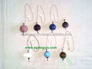 Péndulos de bola de piedra de siete Chakras surtidos, péndulos curativos, reiki, curación - Product Image 1