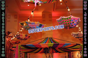 ร่มเวทีแต่งงานตกแต่งแบบดั้งเดิมของอินเดียจัดงานแต่งงานเวทีร่มจัดงานแต่งงานEmbrodry Parsols - Product Image 2