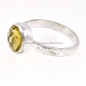 Belle bague classique en argent sterling 925 Citrine faite à la main unisexe mariage fiançailles fête cadeau X4306 - Product Image 2