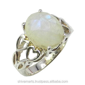 แหวนพลอยมูนสโตนสีรุ้งธรรมชาติดีไซน์โบราณแหวนเวอร์เมอิลนิรันดร์925เครื่องประดับเงินสเตอร์ลิง - Product Image 3