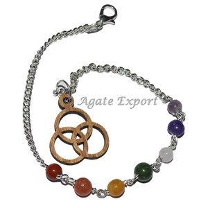 Cadena de péndulo de piedra celta de 7 Chakras, cadena de chacras celtas: ágata, Exportación - Product Image 1