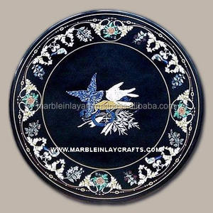 Mesa de centro con incrustaciones de mármol negro - Product Image 1