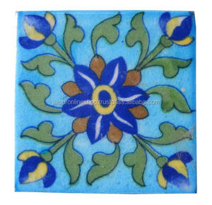 Azulejos de cerámica azul, hechos a mano, indio - Product Image 1