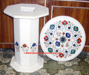 ผ้าปูโต๊ะหินอ่อน Makrana สีขาวทรงกลมดีไซน์พิเศษ - Product Image 1