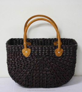 Jacinthe femmes fait à la main écologique sac fourre-tout de luxe ouvert fibre de bambou coton pas cher chaud lié à l'eau naturel plage sacs à main - Product Image 1