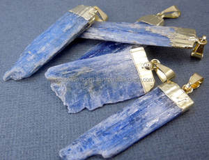 Colgante de Piedra de Cianita Azul Natural al por Mayor, Colgante con Baño de Plata para Fiestas - Product Image 2