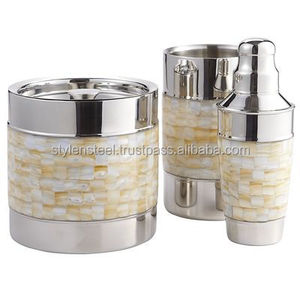 Juego de barras de acero inoxidable con nácar Juego de 3 piezas Kit de barman Accesorios de Bar Juego de fabricación de cócteles - Product Image 1