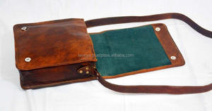 Real Goat Leather Vintage Messenger Bag Brown <b>Cross</b> <b>Body</b> Satchel Bag <b>Purse</b> - Product Image 2