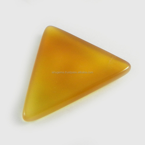 Calcedoine Jaune Naturelle 31x35mm 7,70 g Cabochon Triangulaire en Gros Pierre Précieuse IG0397 - Product Image 2