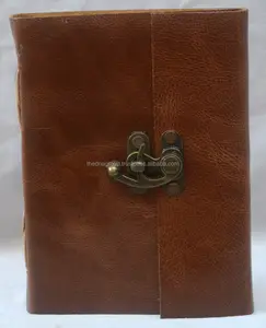 Diário de couro macio vintage feito à mão, diário com fecho, planejadores escolares e livros de notas