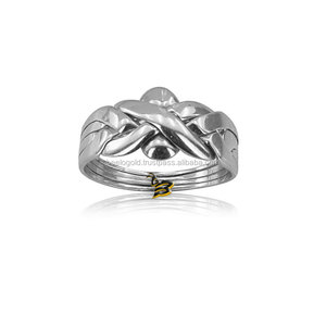 Anillo de Oro Blanco Sólido de 14K, Anillo de Rompecabezas de 4 Bandas, Hecho a Mano en Turquía, Anillo Entrelazado, Joyería de Oro Tradicional Simbólica para Hombres y Mujeres - Product Image 2
