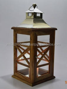 Elegante Portavelas de Madera Hecho a Mano con Diseño de Linterna, 52x18x25 cm, Decoración para el Hogar, Exhibición de Velas en Frascos IHA IHACA009 - Product Image 3