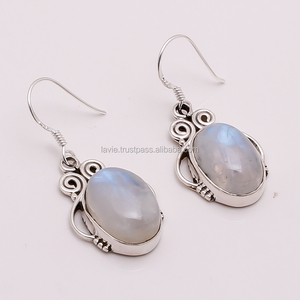 ต่างหูพลอยเงินแท้ 925 ของแท้, เครื่องประดับพลอยพระจันทร์สายรุ้ง, เครื่องประดับพลอยเงินขายส่ง - Product Image 1