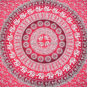 พรมแขวนผนังลายช้างชายหาดพิมพ์แขวนผนังขนาดควีนไซส์และขนาดเตียงคู่ของอินเดีย - Product Image 1