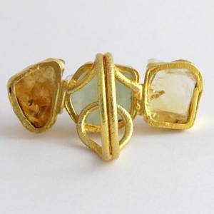 Anillo de plata de primera ley y citrino para mujer, sortija, plata esterlina 925, Amarillo, Azul, aguamarina, 925 - Product Image 6