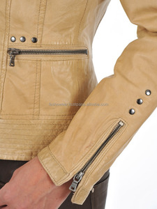 Chaqueta de cuero marrón claro para mujer Ropa de abrigo de moda elegante Ropa informal y formal Abrigo de cuero elegante para mujer para todas las estaciones - Product Image 4