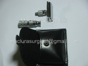 Rasoir de voyage sûr avec lame en acier inoxydable avec étui en cuir - Product Image 6