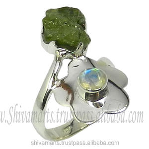 Último diseño de joyería 925 plata esterlina Arco Iris piedra lunar Multi piedra preciosa eternidad anillo Vermeil para mujer y hombre - Product Image 2