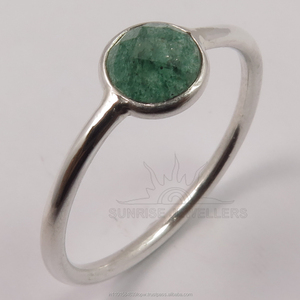 เครื่องประดับอินเดีย! 925ของแข็งสเตอร์ลิงมรกต (ย้อม) รอบตรวจสอบพลอยขนาดเล็กสวยแหวนทุกขนาดร้านของขวัญที่ดีที่สุด - Product Image 1