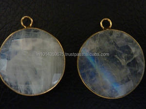 Colgantes de Plata de Ley 925 Bañados en Oro con Piedra Lunar Arcoíris y Engaste de Bisel para Fiesta - Product Image 6