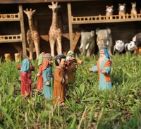 Promo Panas Figur Noah's Ark 88 Orang dari Kayu Kamper Buatan Tangan Merek XQ Skala 1:70 Dapat Disesuaikan L-47.25" L-15.75" T-17.3" 24kg