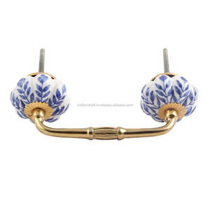 ตู้ลิ้นชักประตูแบบวินเทจลายสะพานใบไม้สีฟ้าทำด้วยมือที่จับลิ้นชักจำนวนมาก - Product Image 5