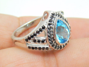 Elegante anillo de compromiso de piedras preciosas de cuarzo Topacio Azul de Plata de Ley 925 para aniversarios de bodas-Idea de regalo - Product Image 2