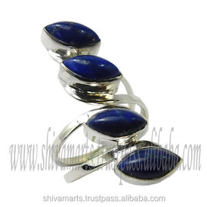 Anillo de piedras preciosas de lapislázuli de diseño único para niñas, joyería de plata de ley 925 a la moda, anillos Eternity Vermeil, regalo para ella - Product Image 2