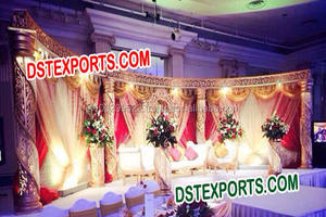 Pilar de madera para boda asiática, decoración de escenario, escenario tallado en madera, escenario de boda indio, conjunto de decoración, el mejor conjunto de escenario de matrimonio en el Reino Unido - Product Image 2