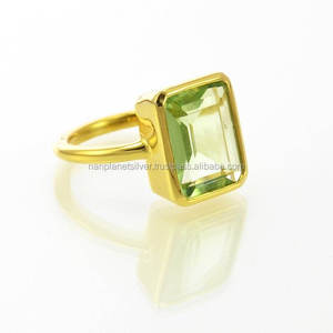 Bague octogonale en améthyste verte pour mariage, fiançailles, fêtes et anniversaires - Product Image 1