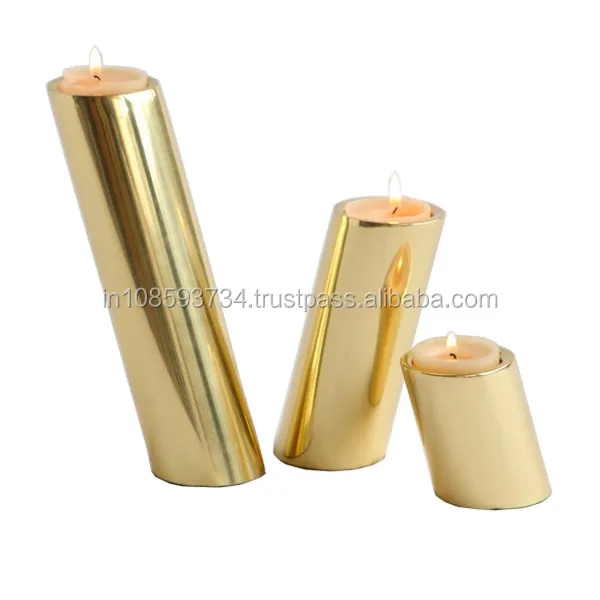 Candelero de Metal para Decoración del Hogar, Juego de 3 Velas con Acabado Dorado Brillante, Color Negro Mate, para el Hogar