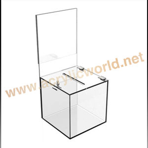 hot sale acrylic Donation <b>Box</b> With Brochure Holder acrylic charity <b>box</b>/donation <b>box</b> - Product Image 4