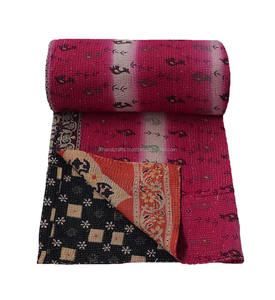 Indian Wholesale <b>Kantha</b> <b>Quilt</b> Traditional Floral Design Cotton <b>Kantha</b> Blanket - Product Image 1