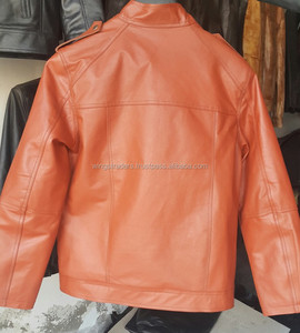 Chaqueta de Cuero de Oveja Color Naranja para Hombre, Pura y Original - Product Image 2