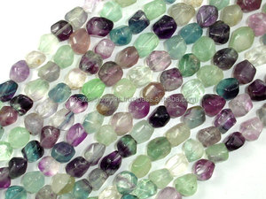 Perles de pierres précieuses de fluorite arc-en-ciel multicolore 8-9mm pépites à facettes non coupées 4mm rondes Quartz Agate Jade Améthyste pour la fabrication de bijoux - Product Image 3
