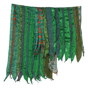 Vintage puro crepé Saree reciclado mujeres Sari tradición indio bufandas indio Sari parches bufanda Reversible rayas coloridas - Product Image 2