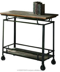 Modern Design Industrial Metal Kitchen Storage <b>Cart</b> with <b>Wooden</b> Top for Home Office Use - Product Image 1