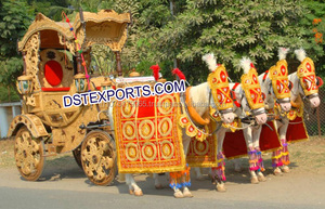 รถม้าลากทองคำดำอินเดียโบราณ รถม้าลากทองคำดำสุดหรู รถม้าโบราณสำหรับงานแต่งงาน - Product Image 2