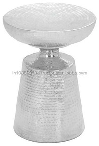 Taburete de noche de Metal de diseño de lujo, Metal blanco con acento de mármol, mesa de centro, mesa de centro lateral de hierro de Metal perforado - Product Image 2