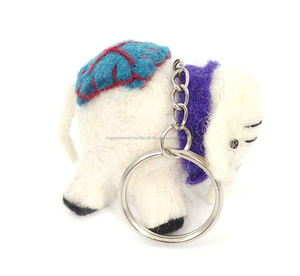 Llavero Portamonedas con Diseño de Elefante Nepalí Hecho a Mano, 100% Lana, Colores Surtidos, Único - Product Image 1