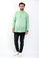 Chemise marocaine faite à la main de haute qualité, dernière tendance, tunique à carreaux pour hommes, vert/blanc, boutons brodés, toutes occasions, service OEM