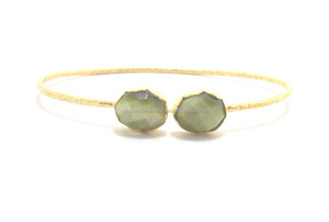 Amatista verde 925 plata esterlina chapada en oro Natural Multi piedra preciosa joyería moda pulsera ajustable CZ brazalete - Product Image 2