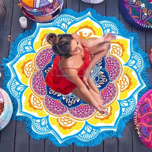 Tapiz de flores de Mandala bohemio para colgar en la pared estilo Hippie impreso Toalla de playa manta de Picnic Mat Roundie manta de playa - Product Image 2