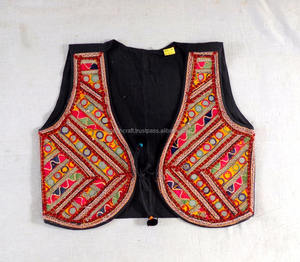Chaqueta Bordada Vintage con Diseño de Espejo Kutch - Chaleco Sin Mangas Bordado a Mano al por Mayor - Chaleco Indio para Mujer - Koti - Shrug - Product Image 6