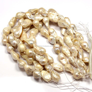 ไข่มุกน้ำจืดทรงบาร็อคสีขาว ร้อยเป็นสาย รูปทรงไม่สม่ำเสมอ อัญมณีแร่ธรรมชาติ ขนาด 10-25 มม. - Product Image 2