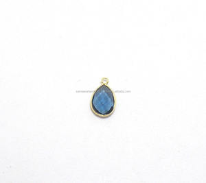 Iolite Quartz 925 argent Sterling fait à la main en forme de poire connecteur de lunette plaqué or résultats de bijoux et composants - Product Image 4