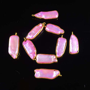 Pierre connecteur perle Biwa authentique en argent sterling 925 plaqué or avec diamant pierre précieuse authentique pour bijoux chrétiens - Product Image 1