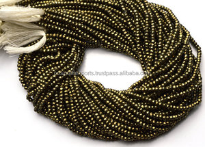 ลูกปัดกลมขนาด13นิ้วสีเขียวทองไพไรต์สีเขียวทอง3มม. - Product Image 3