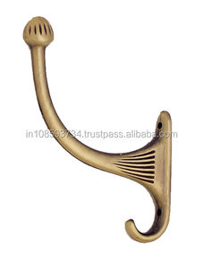 Durable <b>Coat</b> Hook Antique Brass Metal Double Robe Hook Wall Cloth Hooks Wall Mounted <b>Coat</b> <b>Rack</b> with Shelf - Product Image 5